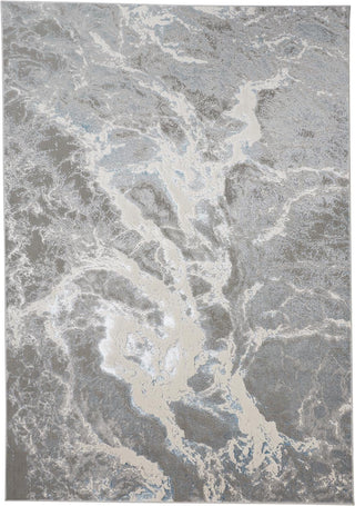 Area Rug, 6'7" x 9'6", Silver Gray with High-Low Pile