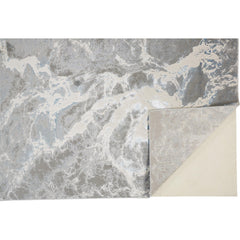 Area Rug, 6'7" x 9'6", Silver Gray with High-Low Pile