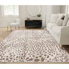 Area Rug, 6'7" x 9'6" with Brown Animal Print