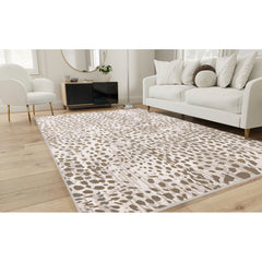 Area Rug, 6'7" x 9'6" with Brown Animal Print