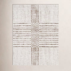 Area Rug, 6'7" x 9', Polyester in Ivory and Dark Brown