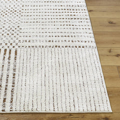 Area Rug, 6'7" x 9', Polyester in Ivory and Dark Brown
