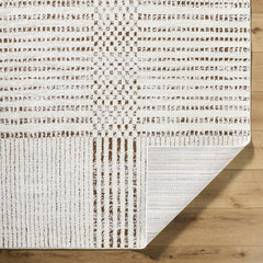 Area Rug, 6'7" x 9', Polyester in Ivory and Dark Brown