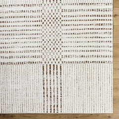 Area Rug, 6'7" x 9', Polyester in Ivory and Dark Brown