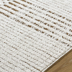 Area Rug, 6'7" x 9', Polyester in Ivory and Dark Brown