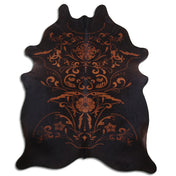 Area Rug, 6 Ft 2 In x 7 Ft 4 In with Printed Cowhide in Brown and Black