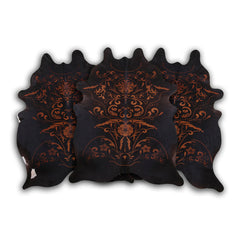 Area Rug, 6 Ft 2 In x 7 Ft 4 In with Printed Cowhide in Brown and Black