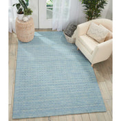 Area Rug, 6 ft 6 in x 9 ft 6 in, Blue Wool