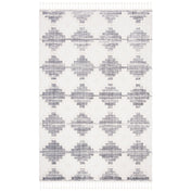 Area Rug, 6 ft 6 in x 9 ft, Ivory and Gray with Geometric Pattern