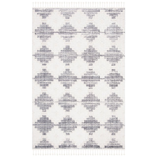 Area Rug, 6 ft 6 in x 9 ft, Ivory and Gray with Geometric Pattern