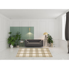 Area Rug, 6 ft 7 in x 9 ft 2 in, Gingham in Beige/Ivory