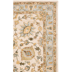 Area Rug, 6 Ft Square in Wool with Scrolling Floral Pattern