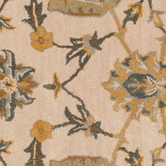 Area Rug, 6 Ft Square in Wool with Scrolling Floral Pattern