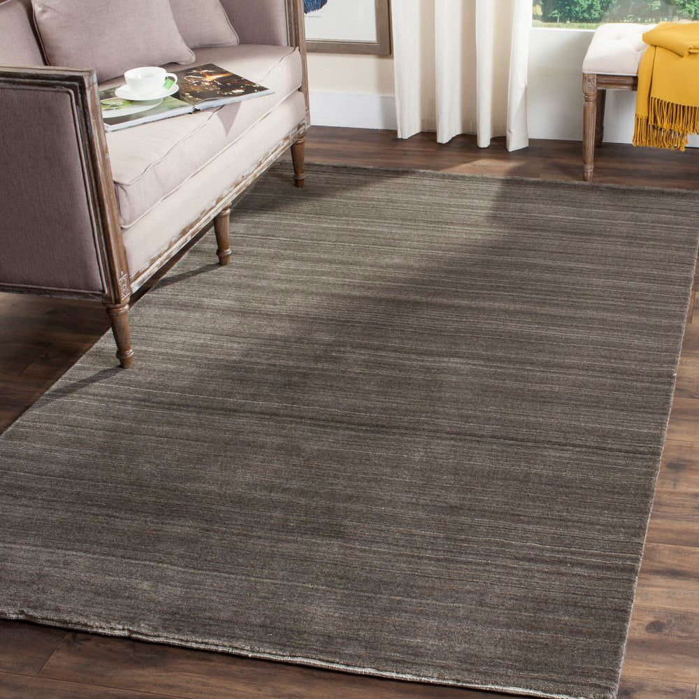 Area Rug, 6 ft x 9 ft, Charcoal with Wool and Cotton