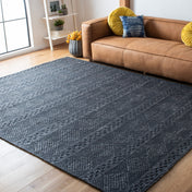 Area Rug, 6 ft x 9 ft, Charcoal Woven in Nylon, Cotton and Wool