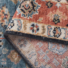 Area Rug, 6 ft x 9 ft, Hand Knotted Wool in Red and Blue