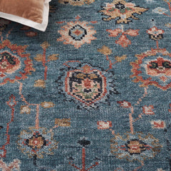 Area Rug, 6 ft x 9 ft, Hand Knotted Wool in Red and Blue