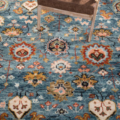 Area Rug, 6 ft x 9 ft, Hand Knotted Wool in Red and Blue