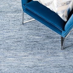 Area Rug, 6 ft x 9 ft, Hand Woven, Blue Cotton and Wool