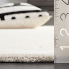 Area Rug, 6 ft x 9 ft, Hand Woven Ivory Wool with Abstract Pattern