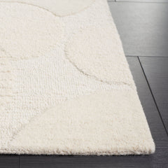 Area Rug, 6 ft x 9 ft, Hand Woven Ivory Wool with Abstract Pattern