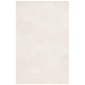 Area Rug, 6 ft x 9 ft, Hand Woven Ivory Wool with Abstract Pattern