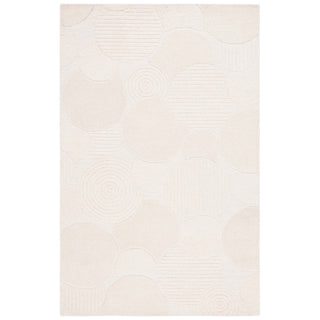 Area Rug, 6 ft x 9 ft, Hand Woven Ivory Wool with Abstract Pattern