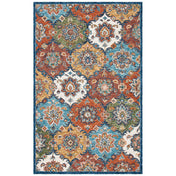 Area Rug, 6 ft x 9 ft in Blue/Rust Wool