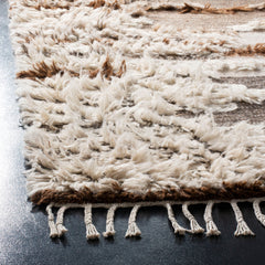 Area Rug, 6 ft x 9 ft in Gray and Brown Wool and Cotton