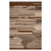Area Rug, 6 ft x 9 ft in Gray and Brown Wool and Cotton