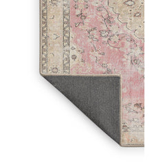 Area Rug, 6 ft x 9 ft in Pink, Beige and Brown