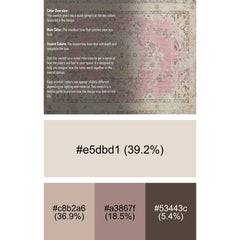 Area Rug, 6 ft x 9 ft in Pink, Beige and Brown