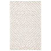 Area Rug, 6 ft x 9 ft, Ivory Geometric Flatweave with Cotton and Wool