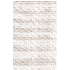 Area Rug, 6 ft x 9 ft, Ivory Geometric Flatweave with Cotton and Wool