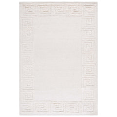 Area Rug, 6 ft x 9 ft, Ivory Hand Woven Cotton and Wool