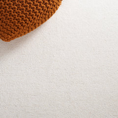 Area Rug, 6 ft x 9 ft, Ivory Hand Woven Cotton and Wool
