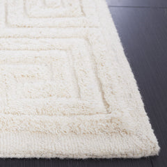 Area Rug, 6 ft x 9 ft, Ivory Hand Woven Cotton and Wool