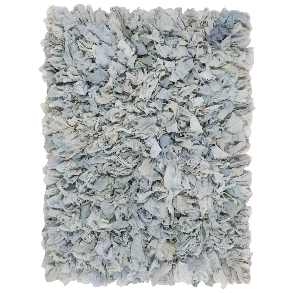 Area Rug, 6 ft x 9 ft, Light Blue Polyester with Fringe