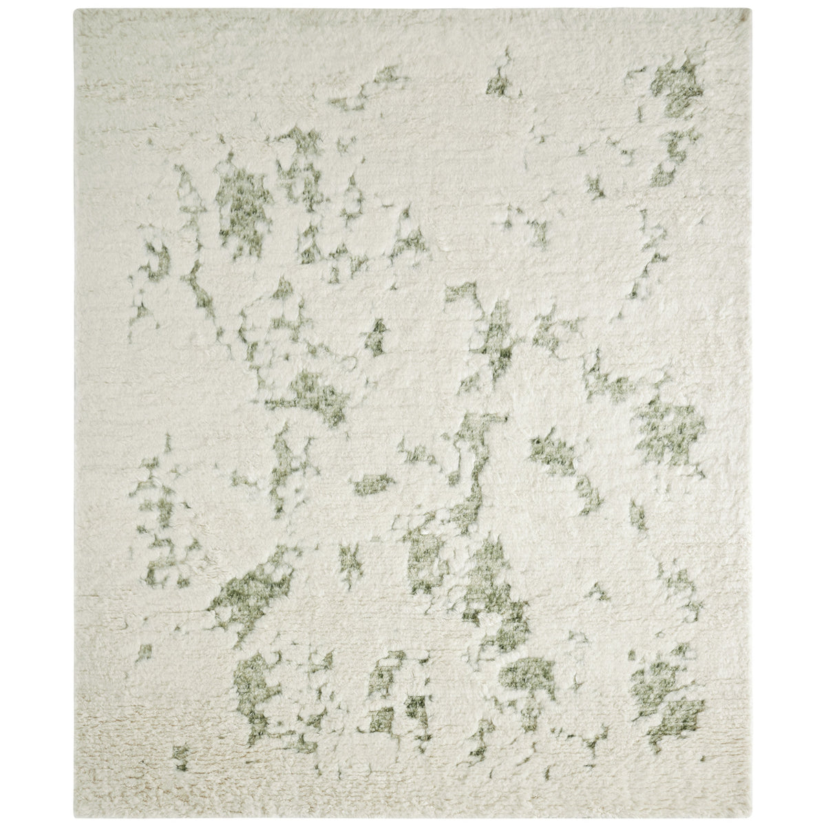 Area Rug, 6 ft x 9 ft, Off-White with Light Green Accents