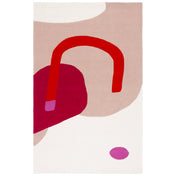 Area Rug, 6 ft x 9 ft Rectangle, Hand Woven in Red and Beige