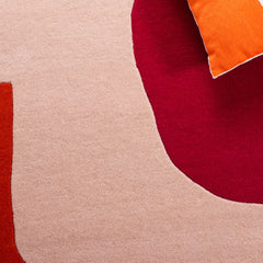 Area Rug, 6 ft x 9 ft Rectangle, Hand Woven in Red and Beige