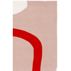 Area Rug, 6 ft x 9 ft Rectangle, Hand Woven in Red and Beige
