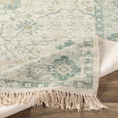 Area Rug, 6 ft x 9 ft Rectangle in Green and White