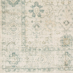 Area Rug, 6 ft x 9 ft Rectangle in Green and White