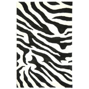 Area Rug, 6 ft x 9 ft, White and Black Animal Print Wool