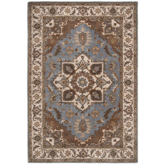 Area Rug, 6 ft x 9 ft, Wool in Light Blue/Beige