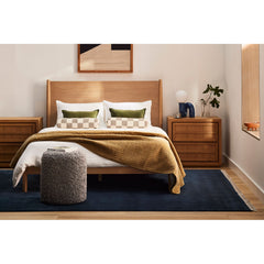 Area Rug, 6' x 9', Blue Wool with Fringe