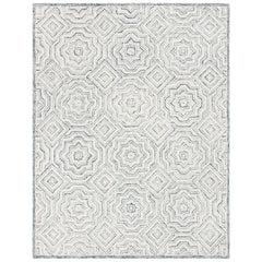Area Rug, 6 x 9 ft, Hand-Woven Wool in Gray and White