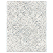 Area Rug, 6 x 9 ft, Hand-Woven Wool in Gray and White