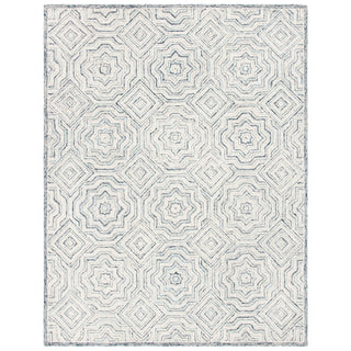 Area Rug, 6 x 9 ft, Hand-Woven Wool in Gray and White